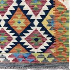 210 x 77cm Hand-Woven Afghan Kilim Runner Rug - Image 4