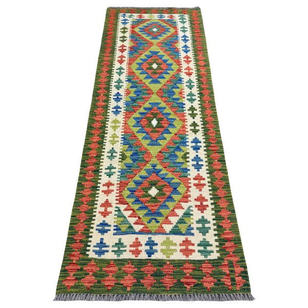 204 x 78cm Hand-Woven Afghan Kilim Runner Rug