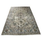 290 x 196cm Hand-Knotted Persian Kashan Cream Rug - Image 3