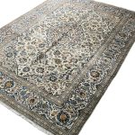 290 x 196cm Hand-Knotted Persian Kashan Cream Rug - Image 4