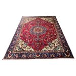 333 x 235cm Red Hand-Knotted Persian Vintage Sabzevar Rug - Image 3