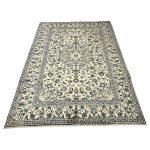 301 x 197cm Hand-Knotted Persian Kashan Floral Cream Rug - Image 3