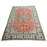 285 x 200cm Handmade Persian Nain Peach & Cream Silk And Wool Rug - Image 2