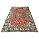 285 x 200cm Handmade Persian Nain Peach & Cream Silk And Wool Rug - Image 3