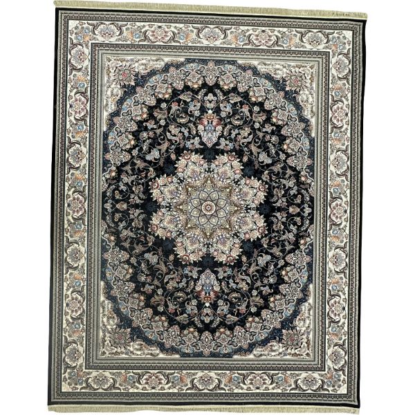 400cm x 300cm Persian Medallion Machine Made Black Rug