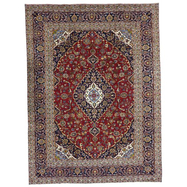 350cm x 245cm Hand-Knotted Persian Kashan Wool Rug