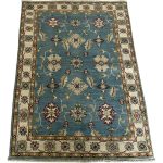 123 x 82cm Hand-Knotted Afghan Blue Chobi – Wool Rug - Image 2