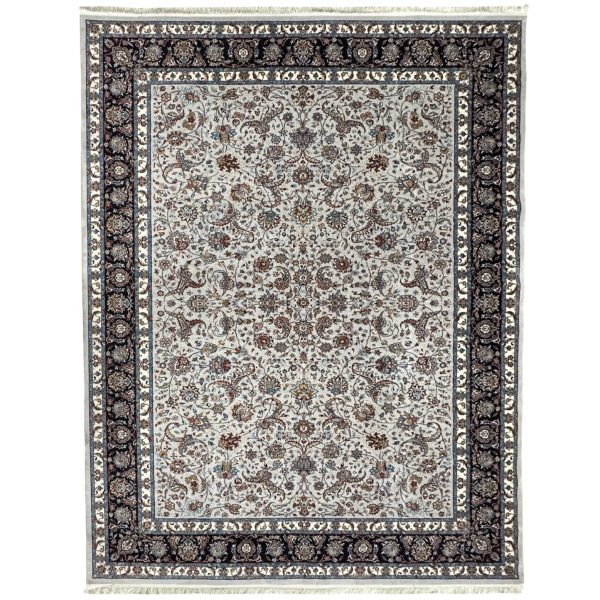 Traditional Shah Abbasi Persian Design Rug – Ivory Floral Classic Carpet
