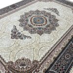 350 x 250 cm Persian Machine Made Royal Medallion Ivory Rug - Image 4