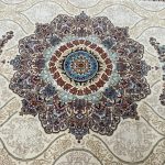 350 x 250 cm Persian Machine Made Royal Medallion Ivory Rug - Image 5