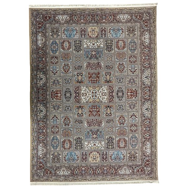 350 x 250cm Traditional Garden Design Machine-Made Rug - Cream & Blue