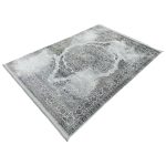 230×160cm Silver Grey Vintage Persian Medallion Rug – Shimmer Distressed Classic Design - Image 3