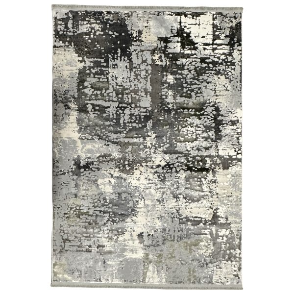 230×160cm Modern Abstract Grey & Black Distressed Textured Rug