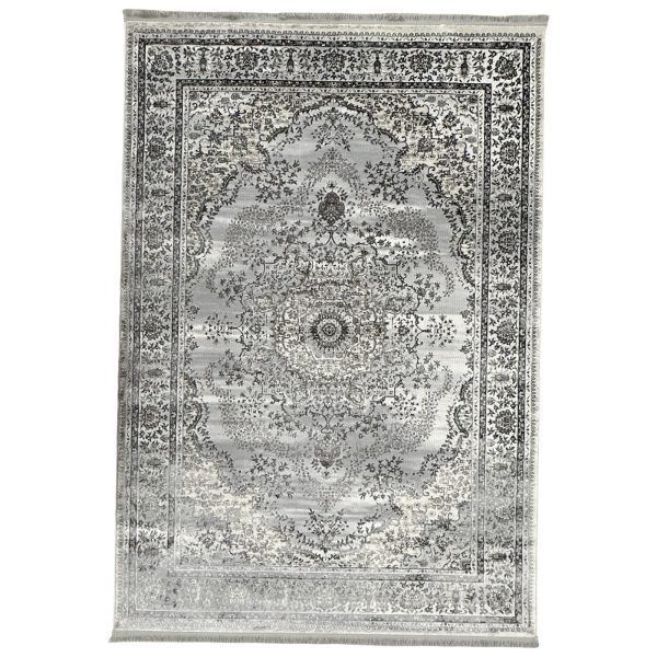 230×160cm Vintage Medallion Soft Grey Distressed Classic Rug