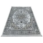 230×160cm Vintage Medallion Soft Grey Distressed Classic Rug