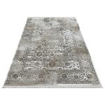 230×160cm Vintage Persian Floral Taupe & Ivory Distressed Traditional Rug - Image 2