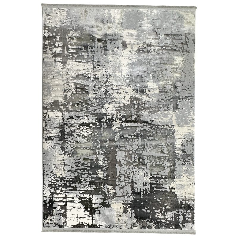 230 x 160cm Modern Abstract – Bold Grey & Charcoal Distressed Design Rug