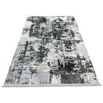 230 x 160cm Modern Abstract Bold Grey & Charcoal Distressed Design Rug - Image 2