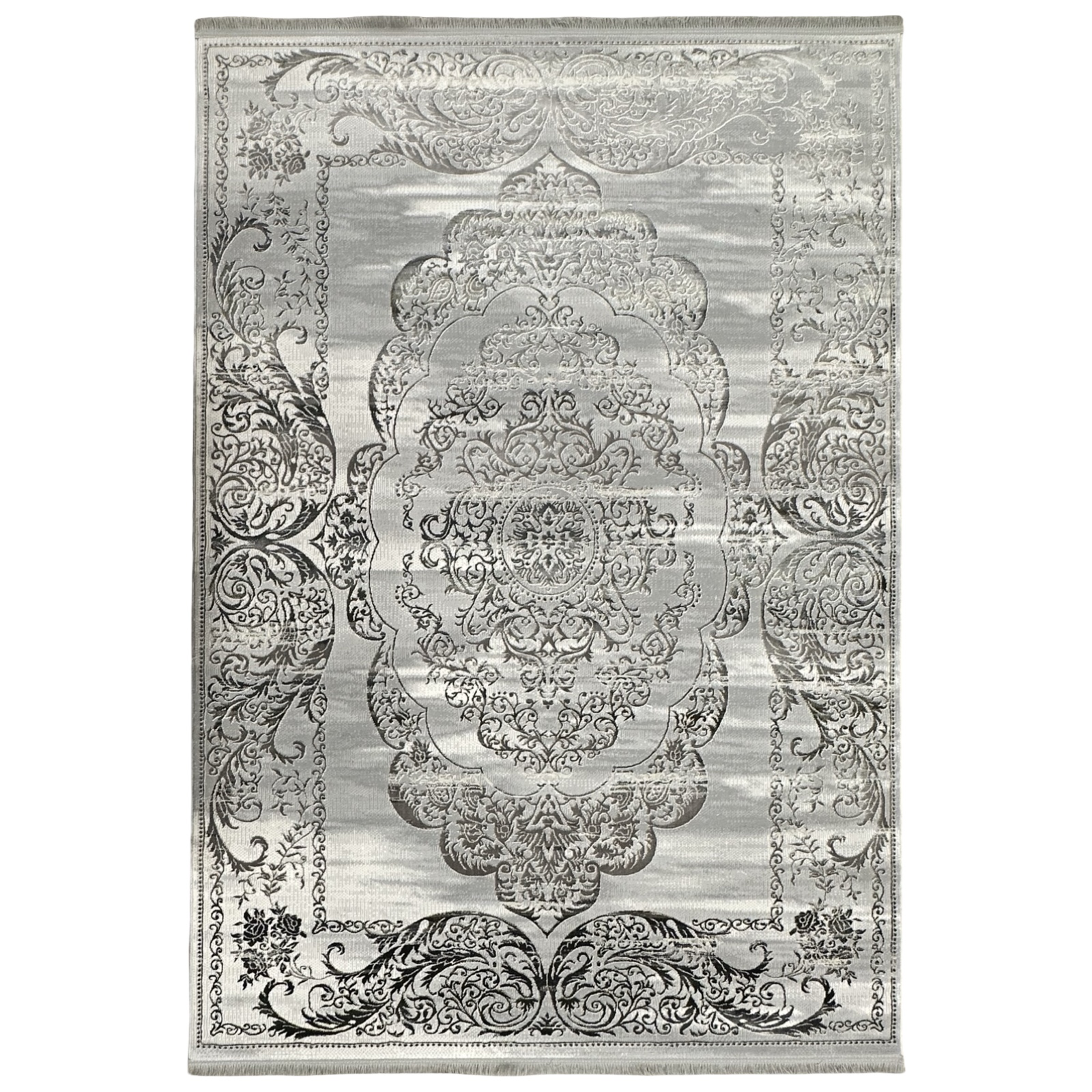 230000jnbv_88 230 x 160cm Machine Made Classic Ornamental Rug – Grey & Ivory Vintage Wash