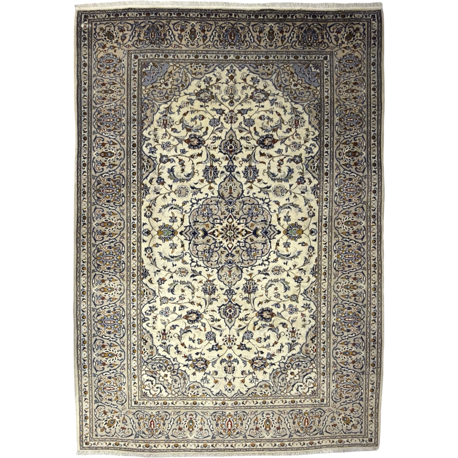 26q817_21 300cm x 207cm Hand-Knotted Persian Cream Kashan Rug