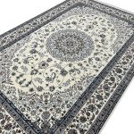 300 x 200cm Persian High Quality Cream Nain Medallion Design Rug - Image 5