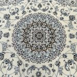 300 x 200cm Persian High Quality Cream Nain Medallion Design Rug - Image 6