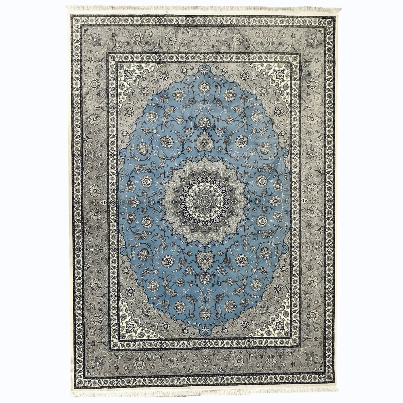 350 x 250 irrrr_1 350 x 250cm Persian Blue Nain Design Fine Quality Machine Made Rug - Image 1