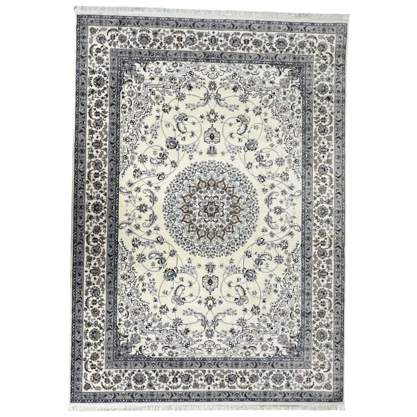 350 x 250cm Persian High Quality Cream Nain Medallion Design Rug