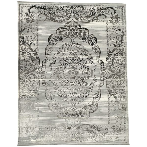 400 x 300cm Machine Made Classic Ornamental Rug – Grey & Ivory Vintage Wash