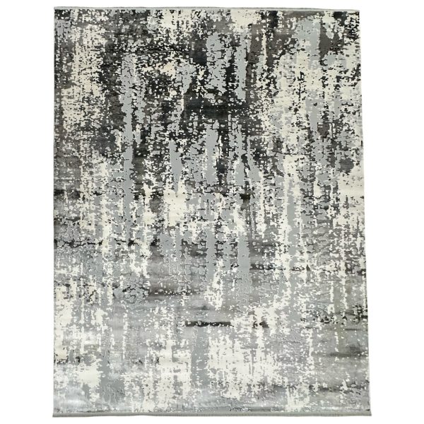 400 x 300cm Modern Abstract Rug – Bold Grey & Charcoal Distressed Design