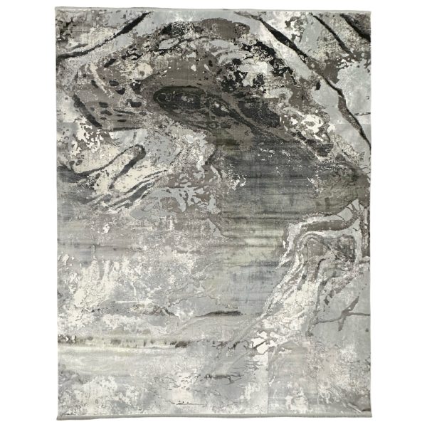 400 x 300cm Modern Abstract Texture Rug – Bold Grey & Green Distressed Design