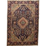 290cm x 200cm Hand-Knotted Persian Floral Tabriz Navy Rug