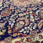 290cm x 200cm Hand-Knotted Persian Floral Tabriz Navy Rug - Image 3