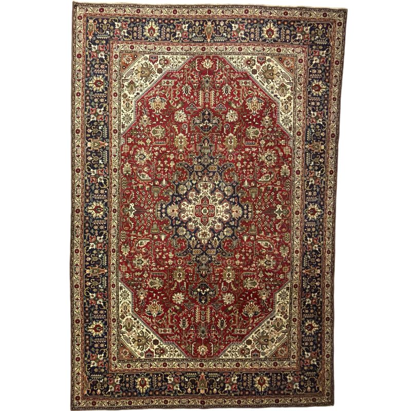 305cm x 200cm Hand-Knotted Persian Geometric Tabriz Wool Rug