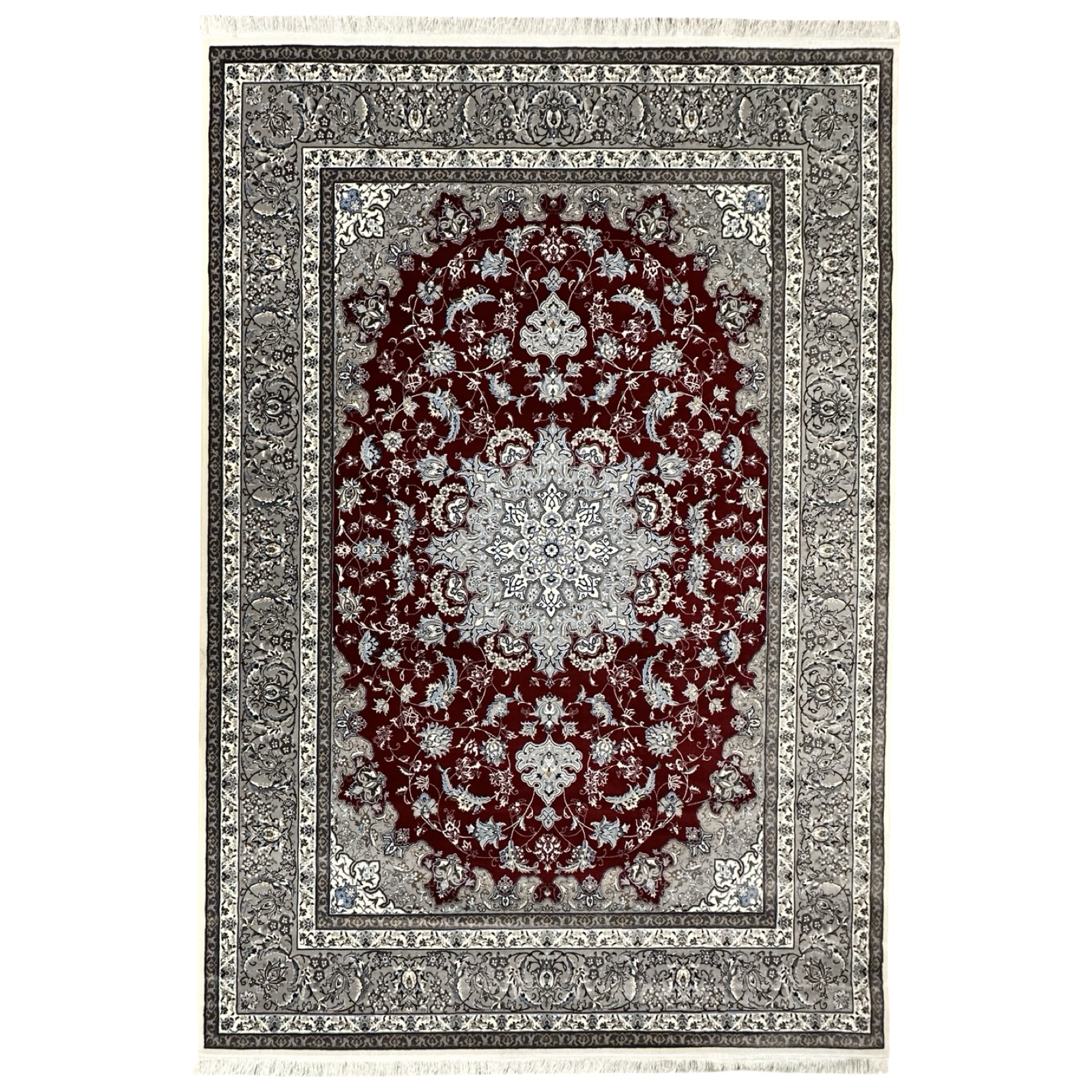 6mrrrrcncn_1 300 x 200cm Persian Kashan Elephant Feet Border Design Red Rug - Image 1