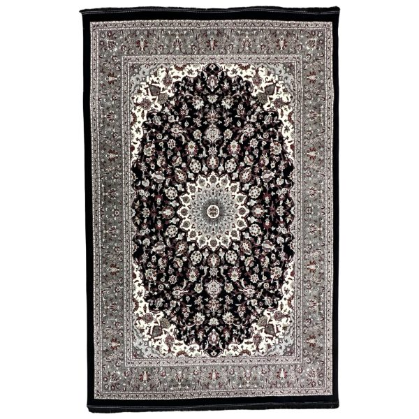 300 x 200cm Persian Mashad Medallion Design Black Rug