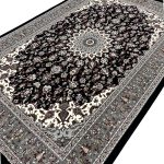 300 x 200cm Persian Mashad Medallion Design Black Rug - Image 5