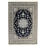 300 x 200cm Persian Kashan Elephant Feet Border Design Navy Rug