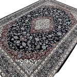 300 x 200cm Royal Persian Kashan Medallion Fine Machine Made Dark Navy Rug - Image 5