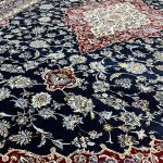 300 x 200cm Royal Persian Kashan Medallion Fine Machine Made Dark Navy Rug - Image 7