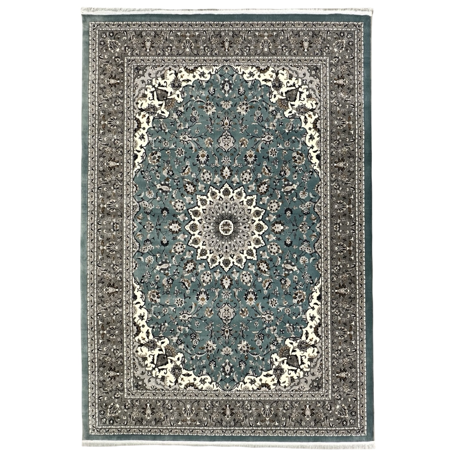 6mrrrrrپیپ_10 300 x 200cm Persian Floral Kashan Design Fine Machine Made Blue Rug - Image 1