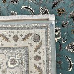 300 x 200cm Persian Floral Mashad Design Fine Machine Made Blue Rug - Image 9
