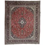 383 x 305cm Hand Knotted Kashan Persian Rug – Red Medallion Design