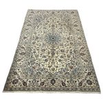 298 x 200cm Persian Hand-Knotted Floral Kashan Cream Rug - Image 3