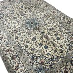 Hand-Knotted Floral Persian Kashan Cream Rug