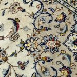 292 x 192cm Hand-Knotted Floral Persian Kashan Cream Rug - Image 6