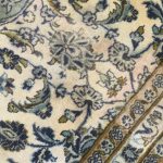 367cm x 255cm Hand-Knotted Floral Persian Kashan Olive Green Rug