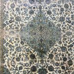 367cm x 255cm Hand-Knotted Floral Persian Kashan Olive Green Rug