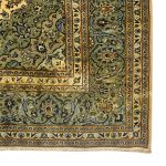 367cm x 255cm Hand-Knotted Floral Persian Kashan Green Rug - Image 8