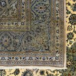 367cm x 255cm Hand-Knotted Floral Persian Kashan Olive Green Rug